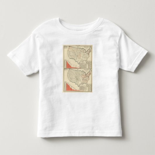 米国の2つの色によって石版刷にされる地図 トドラーTシャツ (正面)