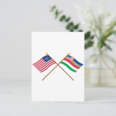 米国の27星と1845年のフロリダ州旗を交差 ポストカード (スタンド正面)