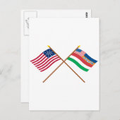 米国の27星と1845年のフロリダ州旗を交差 ポストカード (正面/裏面)