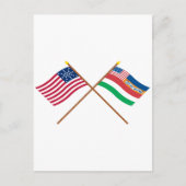 米国の27星と1845年のフロリダ州旗を交差 ポストカード (正面)