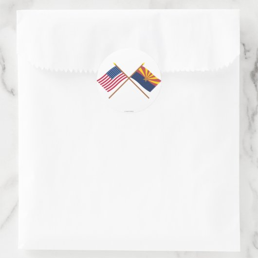 米国の48星とアリゾナ州旗を横断 ラウンドシール (バッグ)