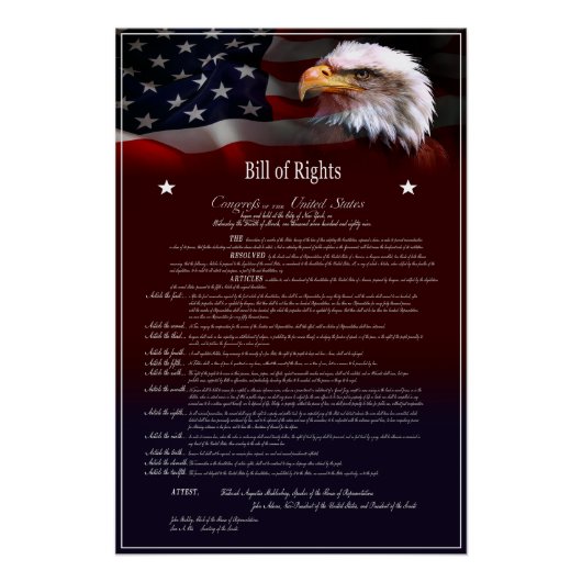 米国のBILL of Rights ポスター (正面)