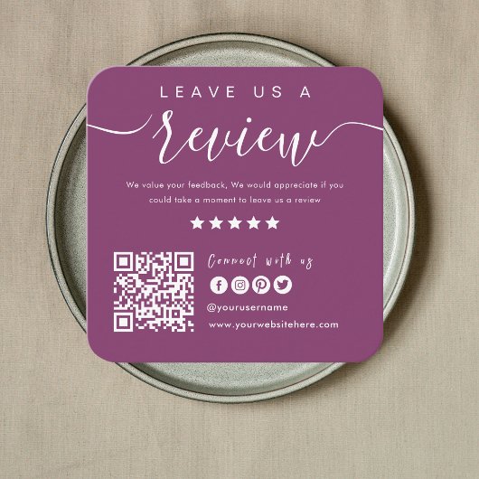 米国のQRコードに接続 |離れAレビューモダン スクエア名刺