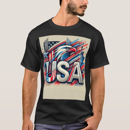 米国はっきりしたデザイン – アメリカ愛国的プライド Tシャツ (正面)