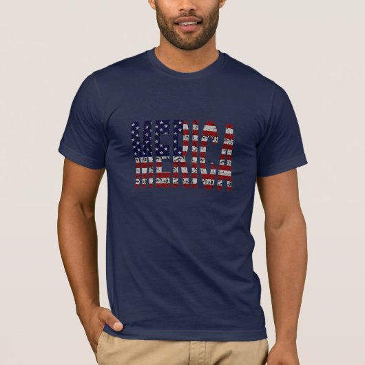 米国はグランジな手紙MERICAのアメリカのプライドに印を付けます Tシャツ (正面)