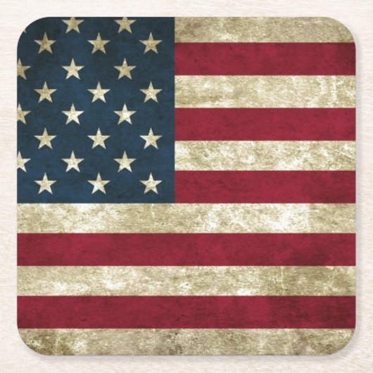 米国はグランジに印を付けます スクエアペーパーコースター (正面)