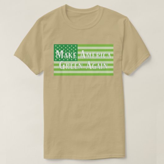 米国は再度作りますアメリカの緑を印を付けます Tシャツ (デザイン正面)