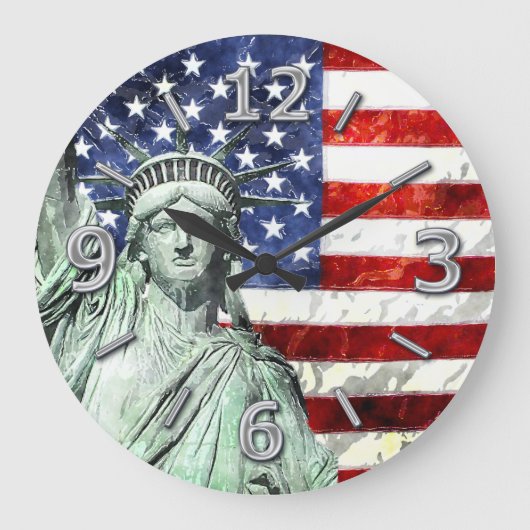 米国は及び自由印を付けます ラージ壁時計 (正面)