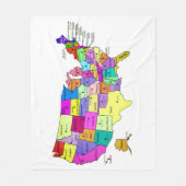 米国は州の名前および首都の地図を描きます フリースブランケット (正面)