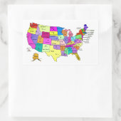 米国は州の名前および首都の地図を描きます 長方形シール (バッグ)