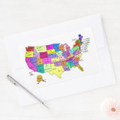 米国は州の名前および首都の地図を描きます 長方形シール (封筒)