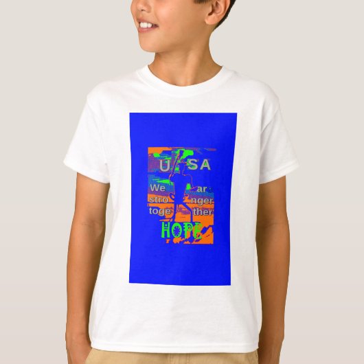 米国は強く一緒に願う – 愛国的なタペストリー Tシャツ (正面)