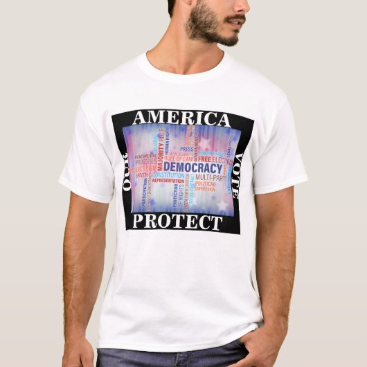 米国は我が国の保護民主に投票 Tシャツ (正面)