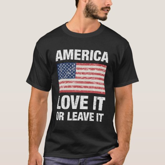 米国は米国の離れ旗を持って好きだ Tシャツ (正面)