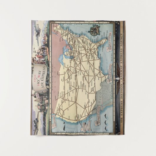 米国は航空速達によって船のSkyway地図を描きます タペストリー (正面)