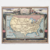 米国は航空速達によって船のSkyway地図を描きます フリースブランケット (正面(横))