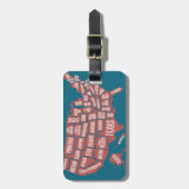 米国は|のタイポグラフィの地図を描きます ラゲッジタグ (正面縦)