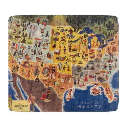 米国は-休暇地図を描き、遊びます カッティングボード (正面)