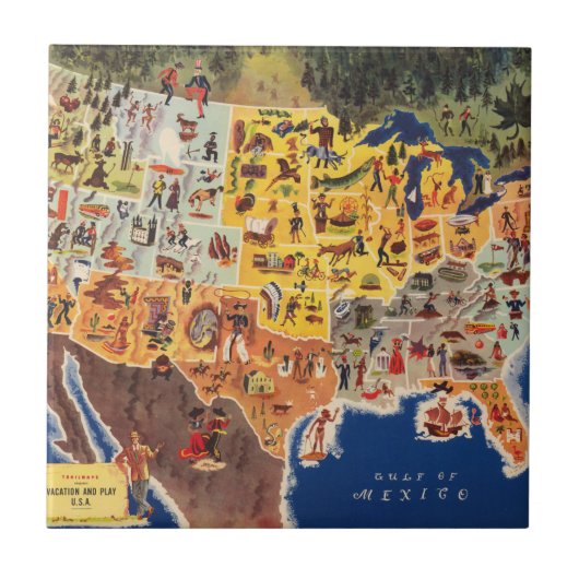 米国は-休暇地図を描き、遊びます タイル (正面)