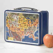 米国は-休暇地図を描き、遊びます メタルランチボックス (インサイチュ)