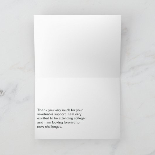 米国をテーマにした卒業写真ありがとう サンキューカード (内部)