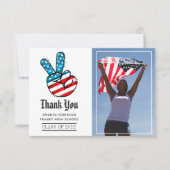 米国をテーマにした卒業写真ありがとう サンキューカード (正面)