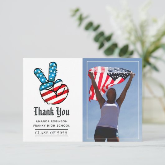 米国をテーマにした卒業写真ありがとう サンキューカード (スタンド正面)