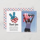 米国をテーマにした卒業写真ありがとう サンキューカード (正面/裏面)