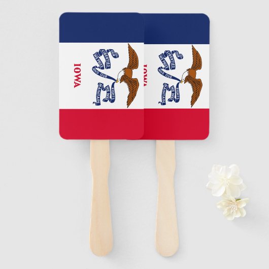 米国アイオワ州の旗を持つハンドファンのセット州 ハンドファン (正面&裏面)