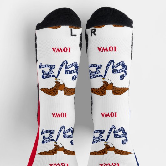 米国アイオワ州旗を持つアスレティッククルー靴下 ソックス (上部)