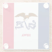 米国アイオワ州旗を持つガラスコアスター ガラスコースター (裏面)