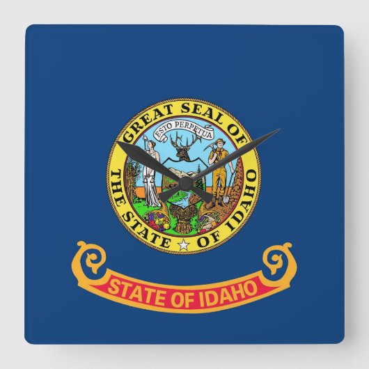 米国アイダホ州旗の壁時計 スクエア壁時計 (正面)