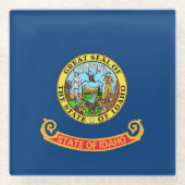 米国アイダホ州旗を持つガラスコースター ガラスコースター (正面)