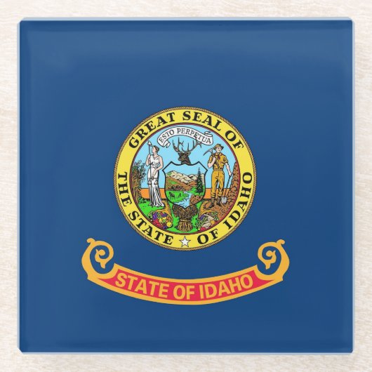 米国アイダホ州旗を持つガラスコースター ガラスコースター (正面)