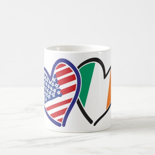 米国アイルランドハート国旗 コーヒーマグカップ (中央)