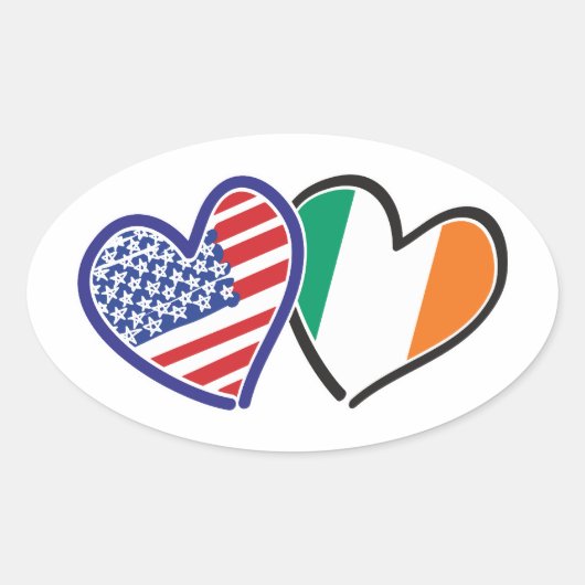 米国アイルランドハート国旗 楕円形シール (正面)