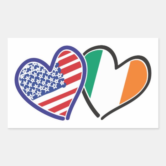米国アイルランドハート国旗 長方形シール (正面)