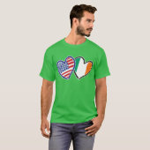 米国アイルランドハート国旗 Tシャツ (正面フル)