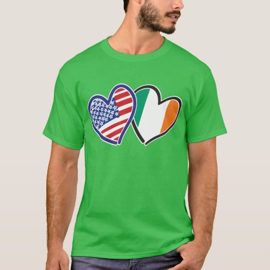 米国アイルランドハート国旗 Tシャツ (正面)