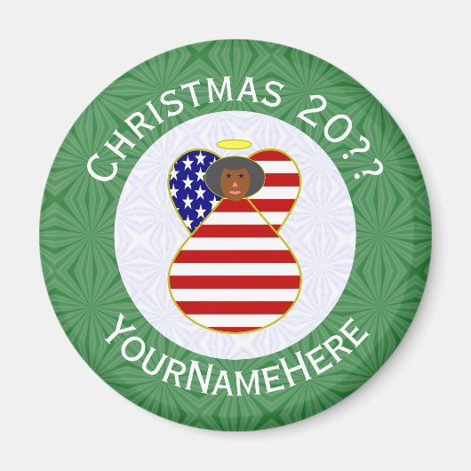 米国アフリカ系アメリカ人クリスマスエンジェルパーソナライズされた マグネット (正面)