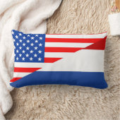 米国アメリカのネザーランド半分の旗米国 ランバークッション (ブランケット)