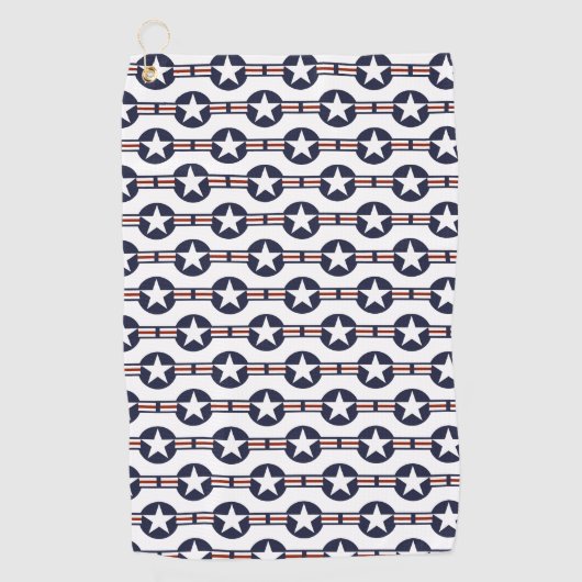 米国アメリカの国旗のroundelの記号 ゴルフタオル (正面)