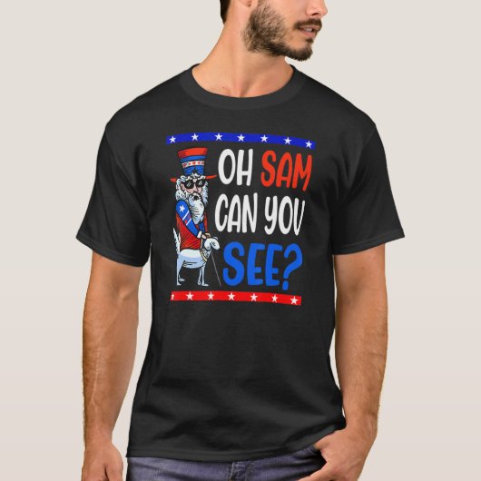 米国アメリカの盲叔父サム第4位の7月の男性ウォム Tシャツ (正面)