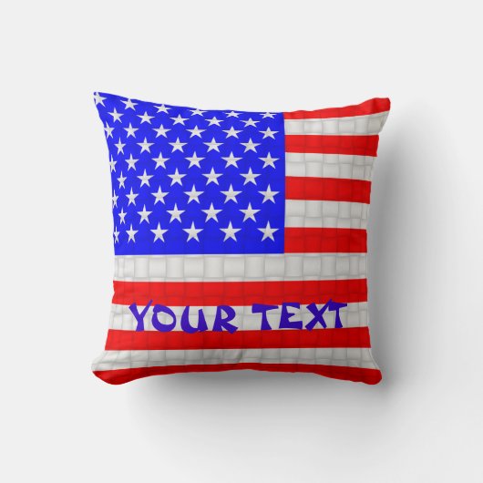 米国アメリカの米国旗: 文字を加えて下さい クッション (正面)