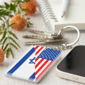 米国アメリカイスラエル共和国の半分の旗米国の国 キーホルダー (正面右)