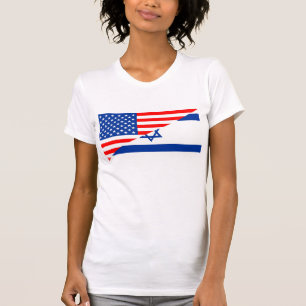 米国アメリカイスラエル共和国の半分の旗米国の国 Tシャツ