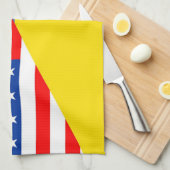米国アメリカウクライナの半分の旗米国 キッチンタオル (四つ折り)