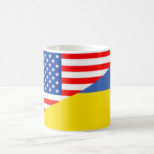 米国アメリカウクライナの半分の旗米国 コーヒーマグカップ