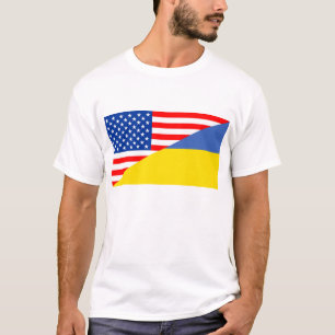 米国アメリカウクライナの半分の旗米国 Tシャツ