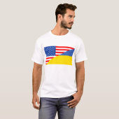 米国アメリカウクライナの半分の旗米国 Tシャツ (正面フル)